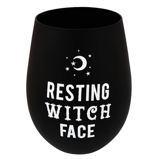 Glass Resting Witch Face Stemless Wine & Water Glass – 16oz Handcrafted Mystical Drinkware | Unique Witch-Themed Goblet for Home, Parties