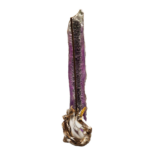 Standing Unicorn Incense Burner – 10 Inch Multicolor Hand-Painted Cold Cast Resin Unicorn Incense Holder