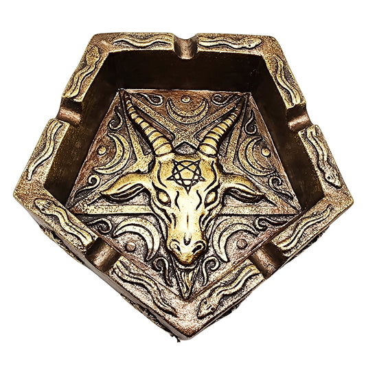 Baphomet Pentagonal Ashtray – 5 Inch Gothic Resin Ashtray