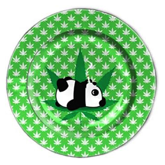 Panda Bear & Leaf Tin Ashtray – 5.5 Inch Lightweight Metal Ashtray