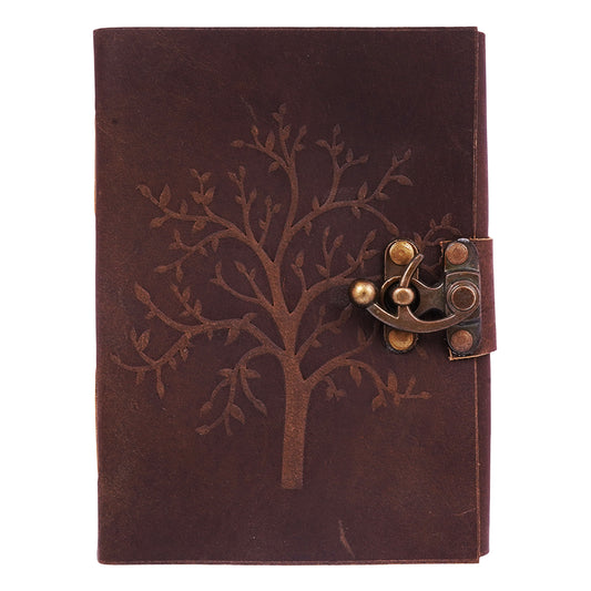 Soft Leather Embossed Tree Journal – Vintage Handmade Writing Notebook