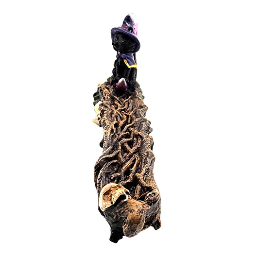 Magical Witch Cat Incense Burner – Decorative Resin Black Cat Holder for Stick