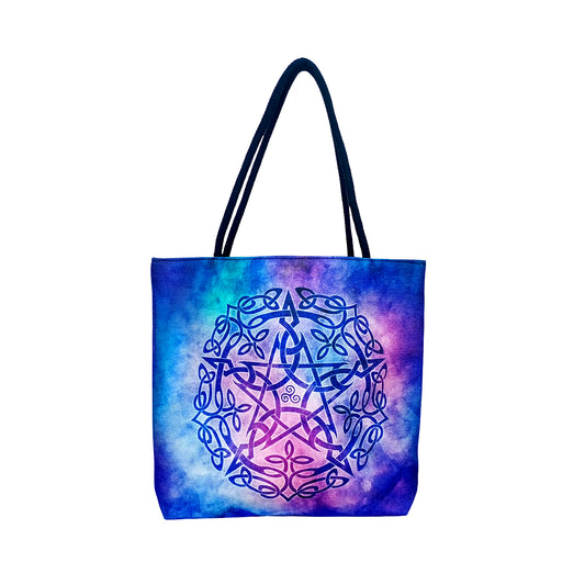 Brigid Ashwood Pentagram Tote Bag – 15" Jute Rope Handles, Reusable Shopping Shoulder Bag