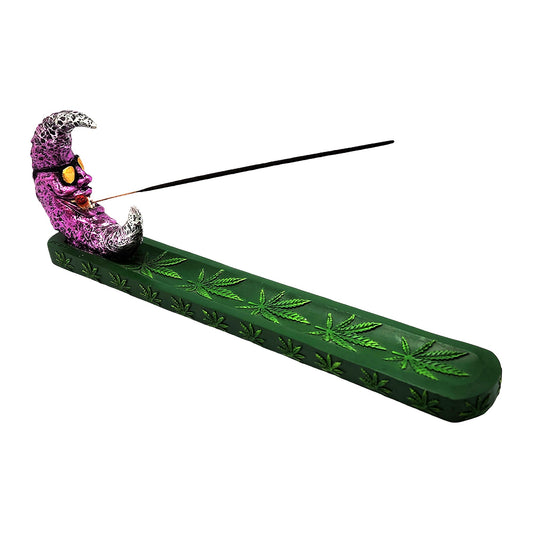 Cool Stoner Moon Incense Burner – 11 Inch Hand-Painted Cold Cast Resin