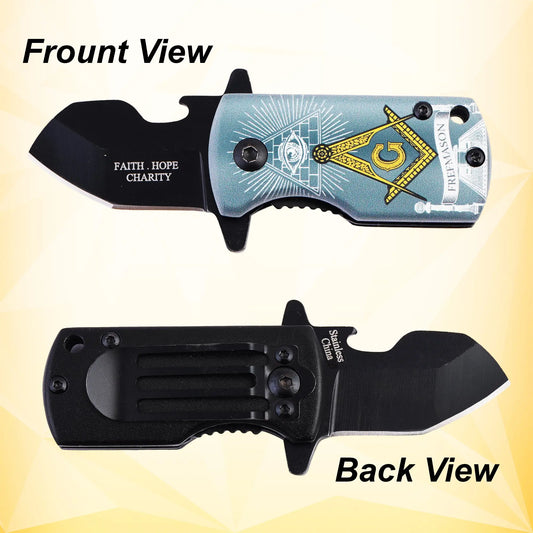 Masonic Mini Pocket Knife with Pocket Clip Trendy Zone 21