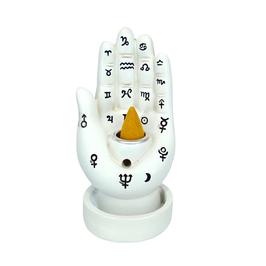Palmistry Hand Backflow Cone Incense Burner for Meditation, Spiritual Décor