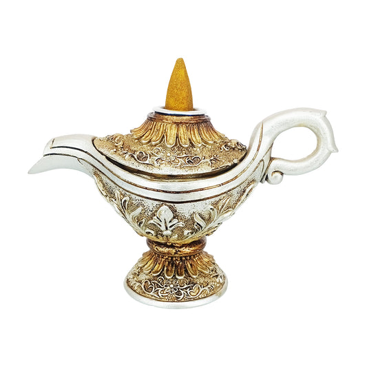Magic Lamp Backflow Incense Burner – Decorative Genie Lamp Incense Cone Holder