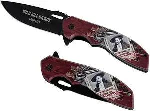 Wild Bill Hickok Pocket Knife, 4.9" Blade - Red Trendy Zone 21