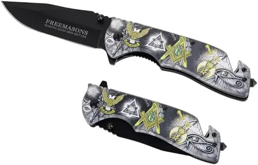 Freemason Masonic Silver Pocket Knife 5" Blade Trendy Zone 21