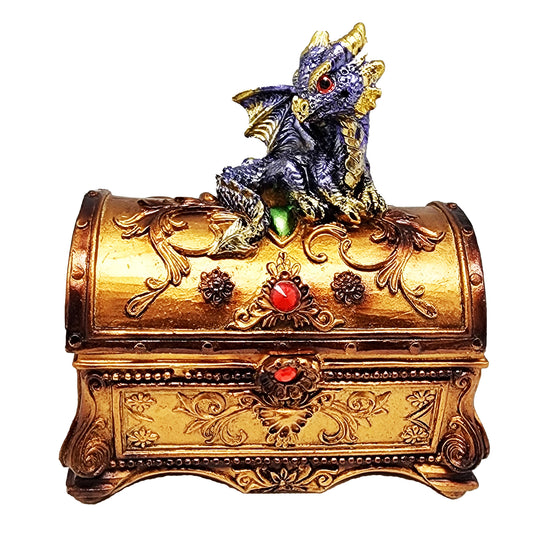 Dragon Trinket Box with Hinged Lid – Hand-Painted Cold Cast Resin