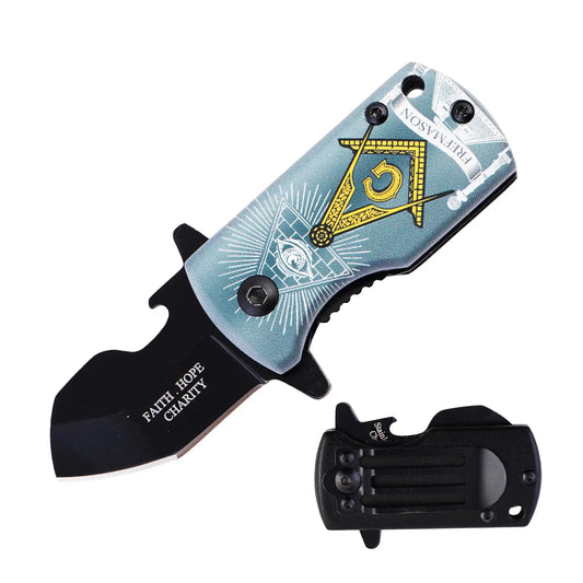 Masonic Mini Pocket Knife with Pocket Clip Trendy Zone 21