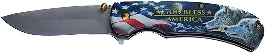 Patriotic Wolf Folding Pocket Knife Trendy Zone 21