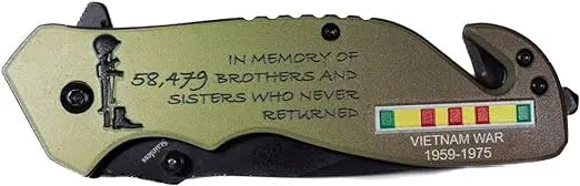 In Memory of Vietnam War Folding Pocket Knife, 5" Blade Trendy Zone 21