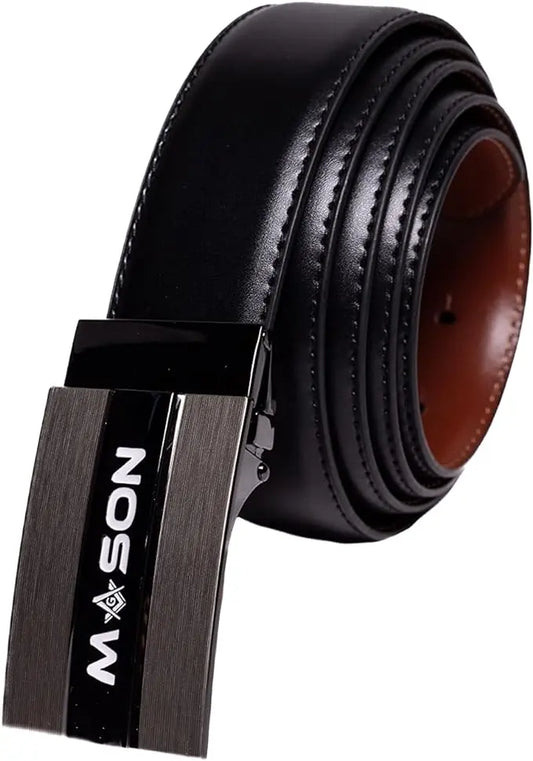 Masonic Men’s Reversible Leather Belt (2 Buckles) - Waist Size 42” & Under Trendy Zone 21