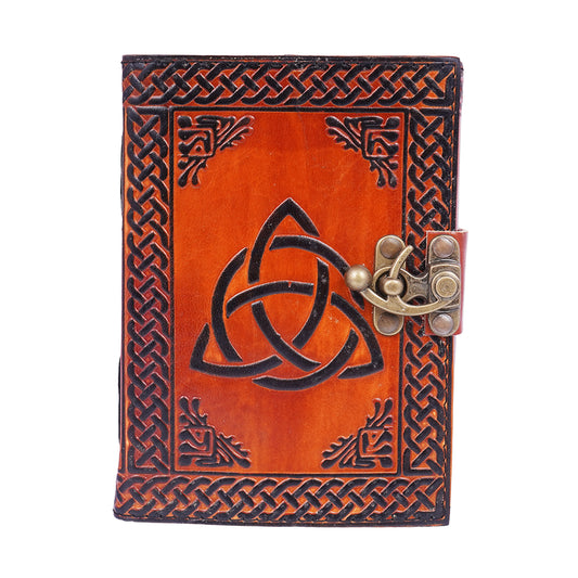 Red Embossed Leather Journal – 5x7 Handmade Notebook