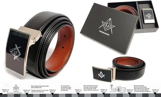 Masonic Men's Reversible Belt (Black & Tan) - Waist Size 40" & Under Trendy Zone 21