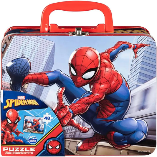 Marvel Spiderman Large Lunch Tin Box with 24pc Puzzle Inside Trendy Zone 21