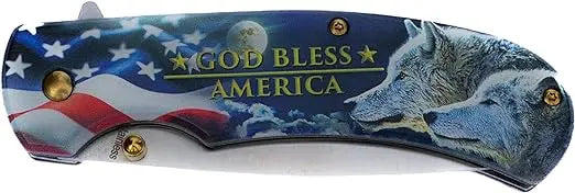 Patriotic Wolf Folding Pocket Knife Trendy Zone 21