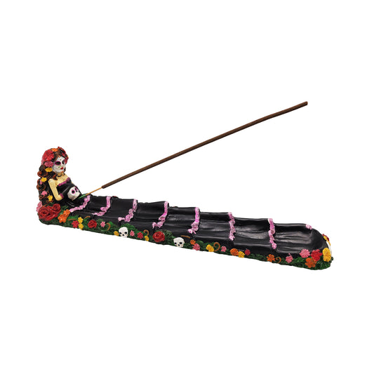 Day of The Dead Incense Burner 10" Resin Skeleton Incense Holder