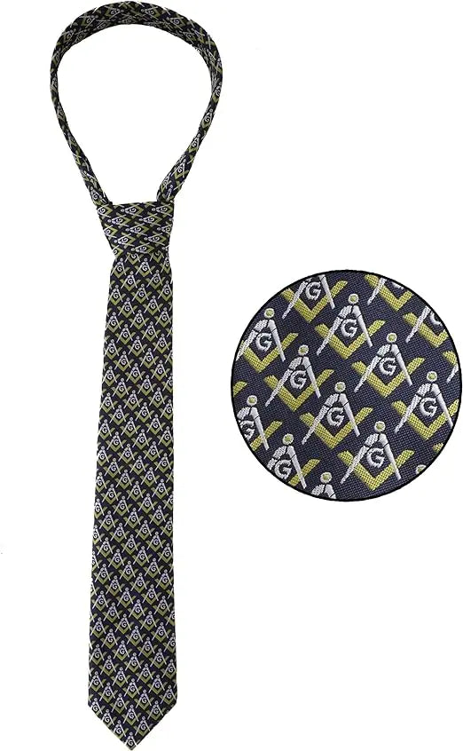 Men's Masonic Compass & Square Logo Necktie Trendy Zone 21