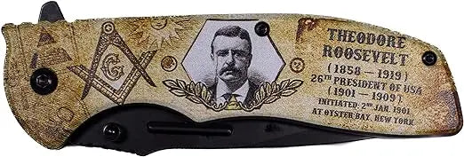 President Theodore Roosevelt Masonic Folding Pocket Knife, 4.75" Blade Trendy Zone 21