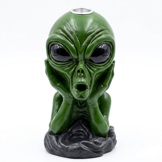 Green Alien Backflow Incense Burner – Decorative Incense Cone Holder