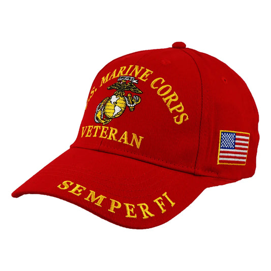 U.S. Marine Corps Veteran Semper Fi Red Embroidered Hat Cap Officially Licensed Trendy Zone 21
