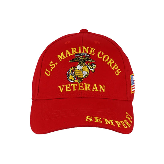 U.S. Marine Corps Veteran Semper Fi Red Embroidered Hat Cap Officially Licensed Trendy Zone 21