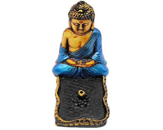 Tibet Buddha Shaped Handmade Resin Incense Burner(Blue) Trendy Zone 21