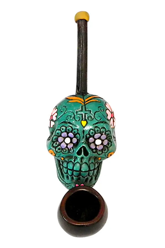 Sugar Skull Turq Small Pipe Handcrafted Trendy Zone 21