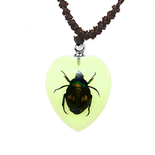 Shining Chafer Beetle Necklace (Glows-In-The-Dark) Trendy Zone 21
