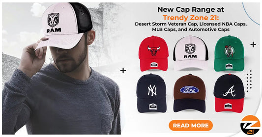 New Cap Range at Trendy Zone 21: Desert Storm Veteran Cap, Licensed NBA Caps, MLB Caps, and Automotive Caps