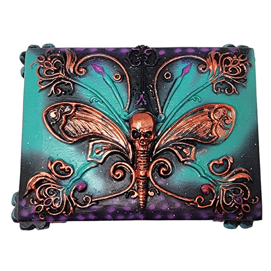 Death Moth Trinket Box – 5 x 4.5 x 2.5 Inch Hand-Painted Cold Cast Resin