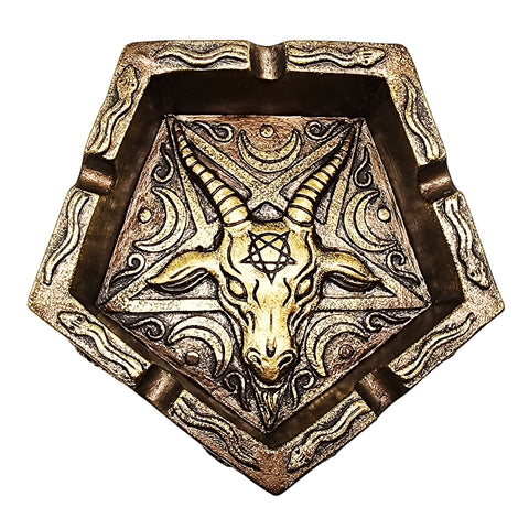Baphomet Pentagonal Ashtray – 5 Inch Gothic Resin Ashtray