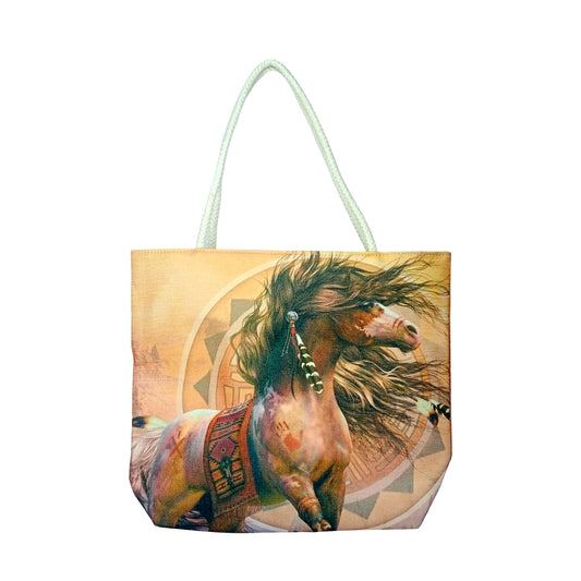 Spirit Warrior Jute Tote Bag 17 x 15 x 4.5 Inch | Eco-Friendly Durable Shopping Shoulder Bag