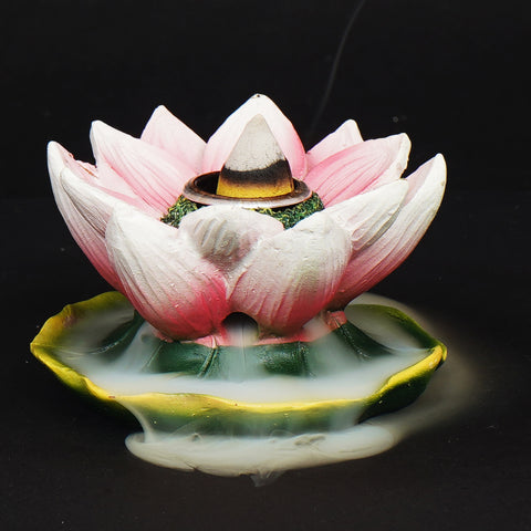 Lotus Flower Backflow Incense Burner – 3 Inch Hand-Painted