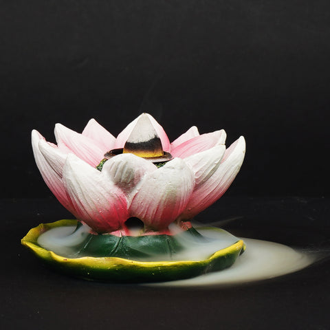 Lotus Flower Backflow Incense Burner – 3 Inch Hand-Painted