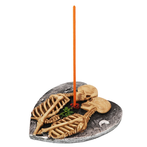 Skull Lovers Incense Burner – 5 Inch Hand-Painted Cold Cast Resin Holder for Stick