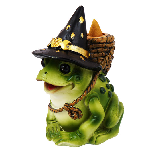 Whimsical Frog with Hat Backflow Incense Burner – 5 x 3 Inch