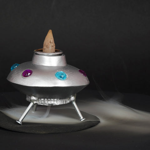 Space Ship Backflow Incense Burner 2" for Relaxation & Sci-Fi Home Décor