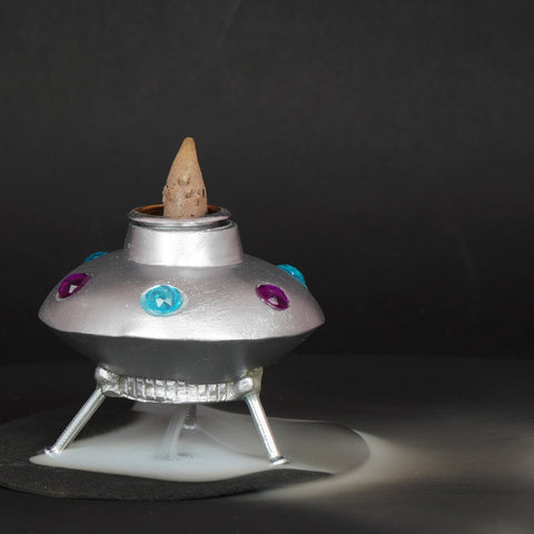 Space Ship Backflow Incense Burner 2" for Relaxation & Sci-Fi Home Décor