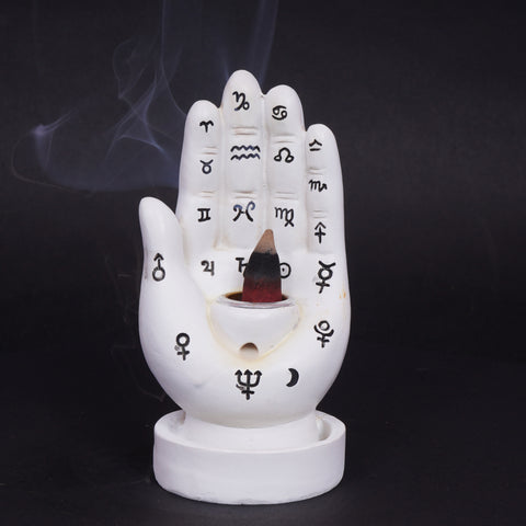 Palmistry Hand Backflow Cone Incense Burner for Meditation, Spiritual Décor