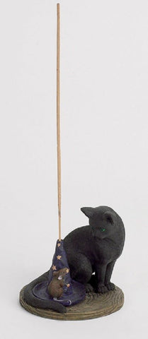 Magical Black Cat and Mouse Incense Burner Holder