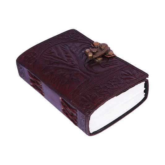 Embossed Leather Journal – 3.5 x 5 Inch Red Handmade Notebook