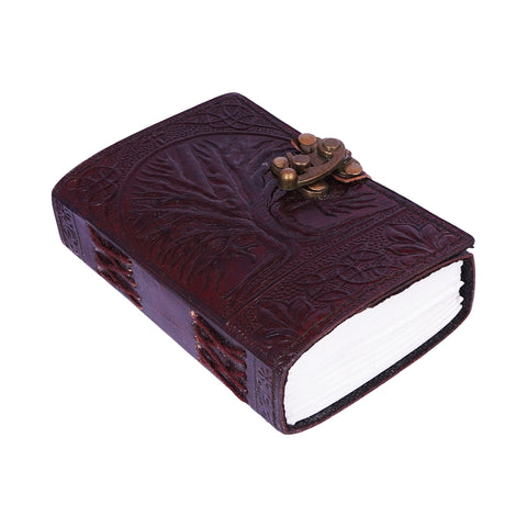Embossed Leather Journal – 3.5 x 5 Inch Red Handmade Notebook