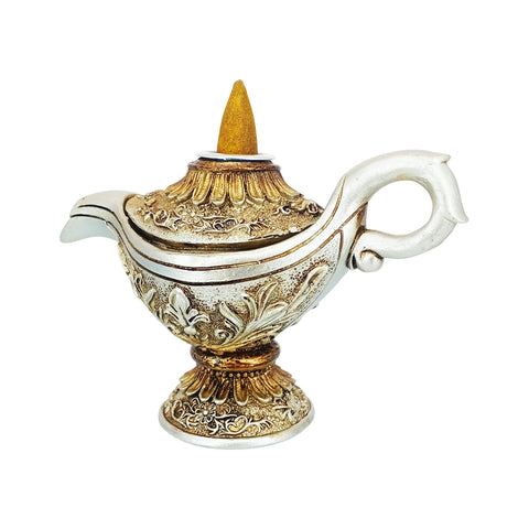 Magic Lamp Backflow Incense Burner – Decorative Genie Lamp Incense Cone Holder