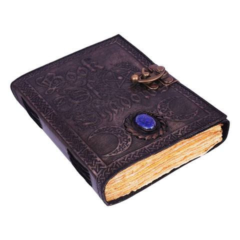Book Of Shadows Embossed Leather Journal w/Metal Closure - 6"x8 Inch Handmade notebook