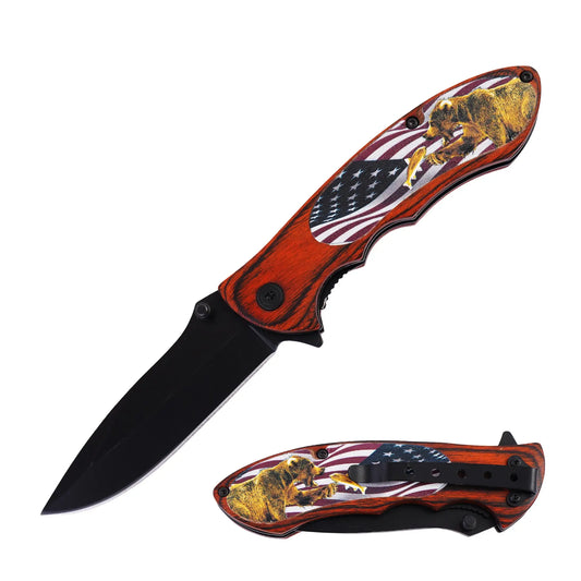 Bear Pocket Knife with Pocket Clip Durable, Compact & Ready for Any Adventure, Versatile Tool Sleek Design, Sturdy Handle & Secure Pocket Clip for Easy Carry, Ideal for Camping, Hunting & Everyday Use Trendy Zone 21