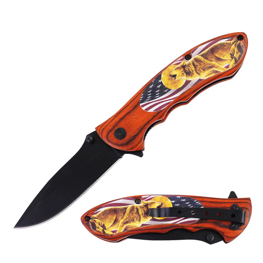 Wolf Pocket Knife with Pocket Clip Durable, Compact & Ready for Any Adventure, Versatile Tool Sleek Design, Sturdy Handle & Secure Pocket Clip for Easy Carry, Ideal for Camping, Hunting & Everyday Use Trendy Zone 21