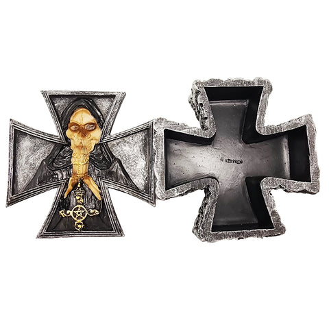 Skull Cross Box – 5.5 x 3.5 x 2 Inch Gothic Storage Trinket Box